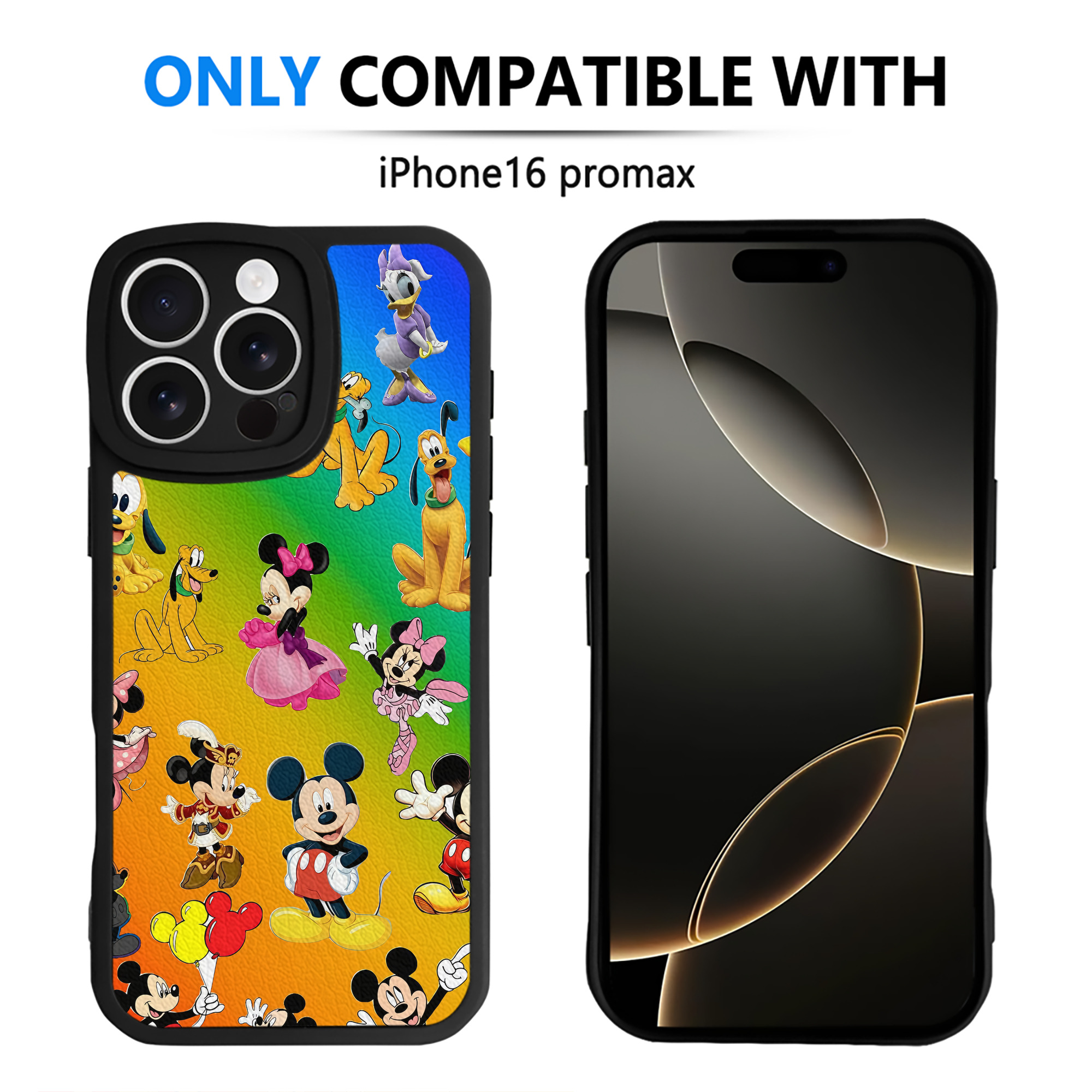 （画像用） ミッキーマウス Mickey Mouse 【iPhone 16シリーズ対応】シリコンスマホケース（レザー調） 材質：シリコン